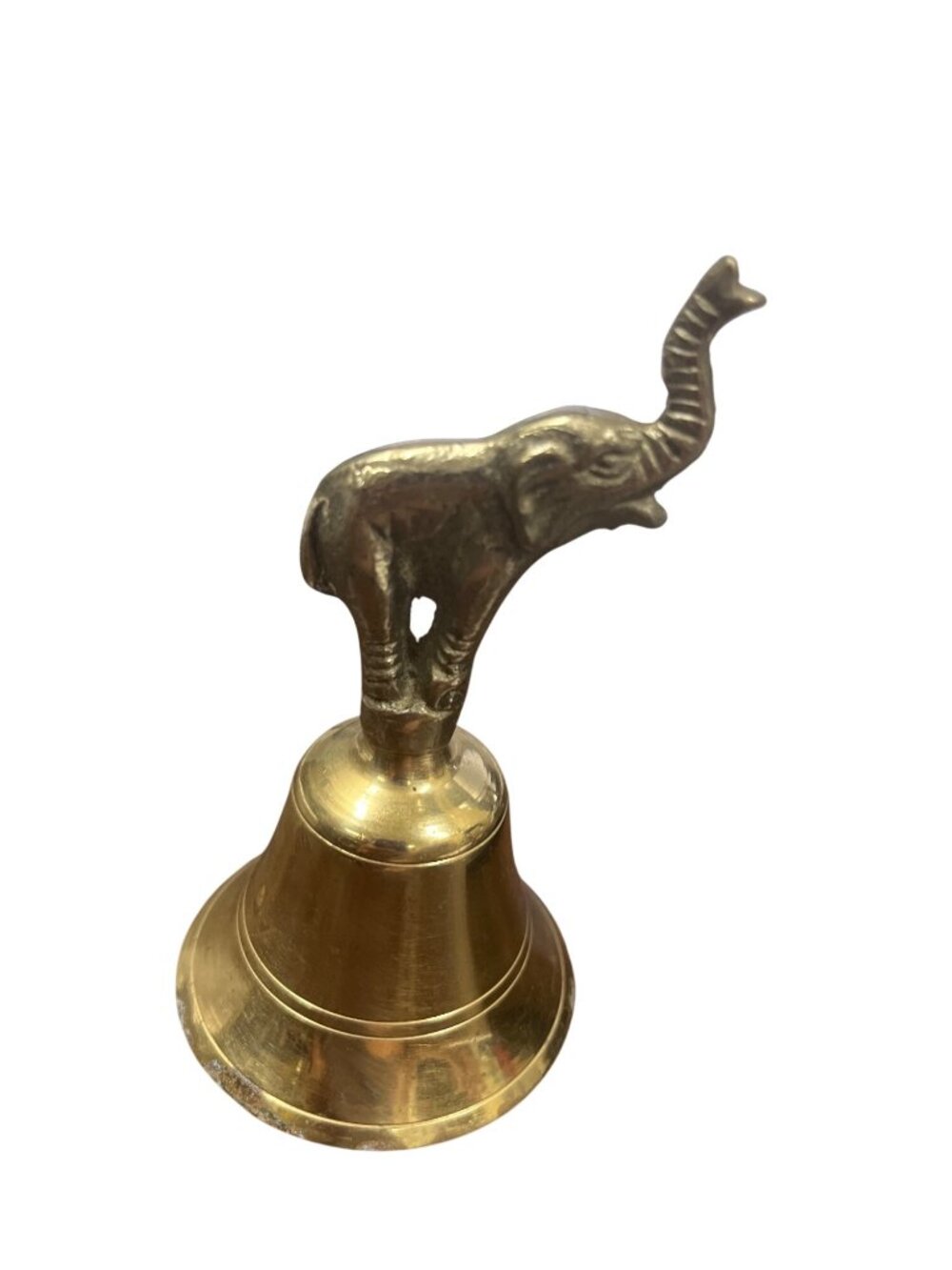 Brass vintage Korean 4"x2.5" collectible elephant hand bell SKU 10-854